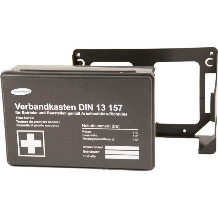 Betriebs-Verbandkasten schwarz DIN 13157-Typ C mit Wandhalterung